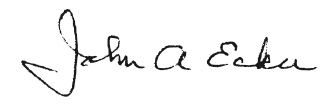 John A. Ecker Signature